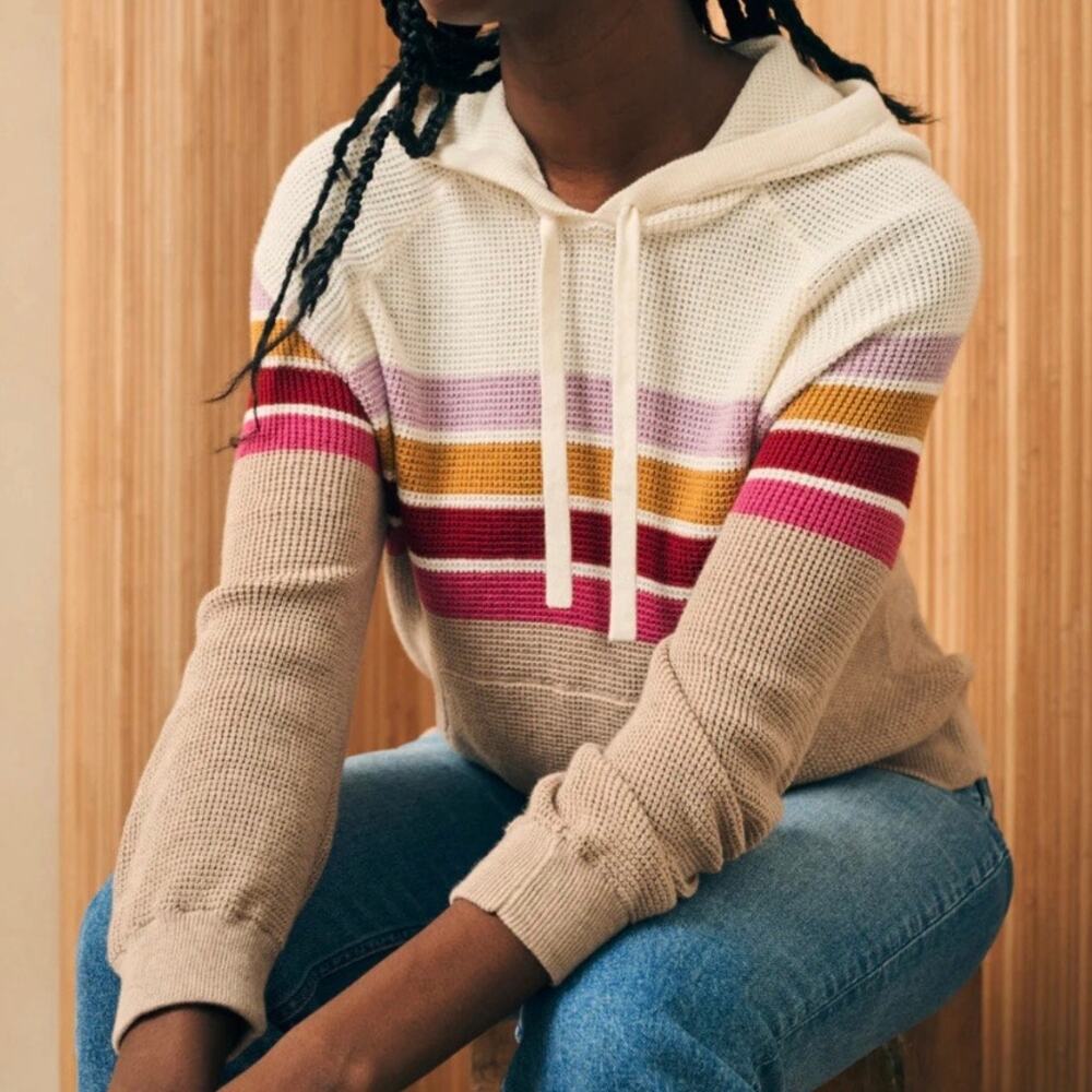 Faherty Throwback Cashmere Blend Striped Knit Hoo… - image 1